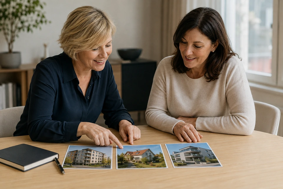 Symbolischer Austausch über unterschiedliche Wohnimmobilien